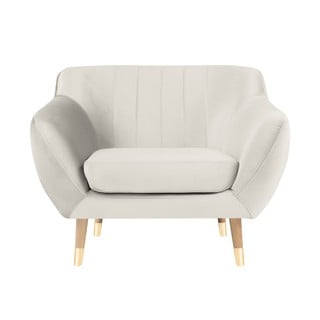 Krémovobiele zamatové kreslo Mazzini Sofas Benito