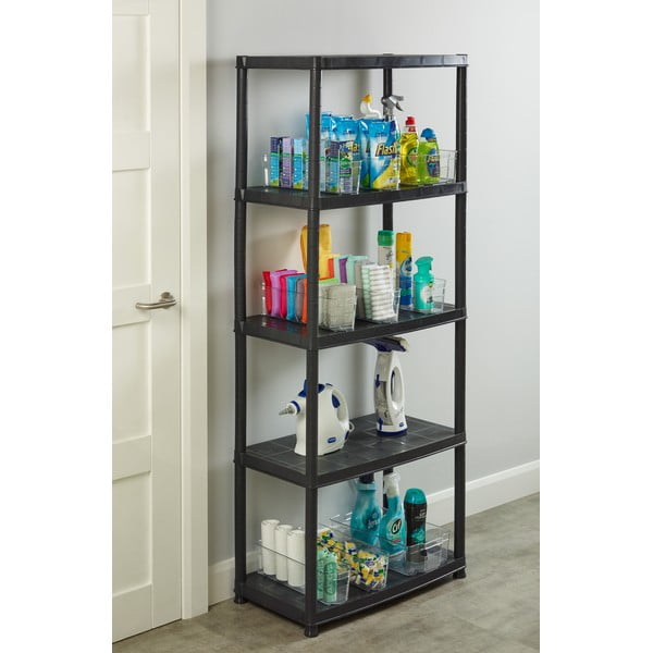 Čierny plastový úložný regál 71x170 cm – Addis-image-1