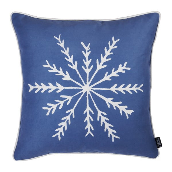 Modrá obliečka na vankúš s vianočným motívom Mike & Co. NEW YORK Honey Snowflake, 45 × 45 cm