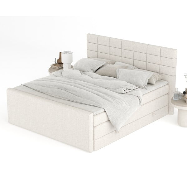 Béžová boxspring posteľ s úložným priestorom 180x200 cm Ava – Maison de Rêve-image-4