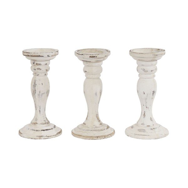 Sada 3 svietnikov Mendler Shabby White, 24 cm