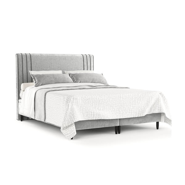 Sivá čalúnená dvojlôžková posteľ s úložným priestorom 180x200 cm Musca – Maison de Rêve-image-2