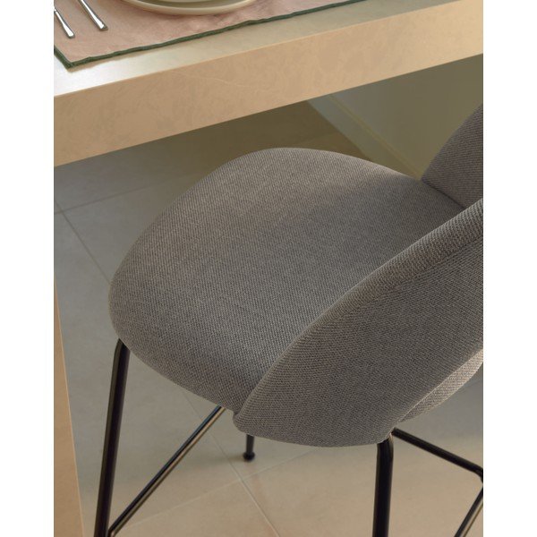 Sivé čalúnené barové stoličky v súprave 4 ks (výška sedadla 63 cm) Mahalia – Kave Home-image-4