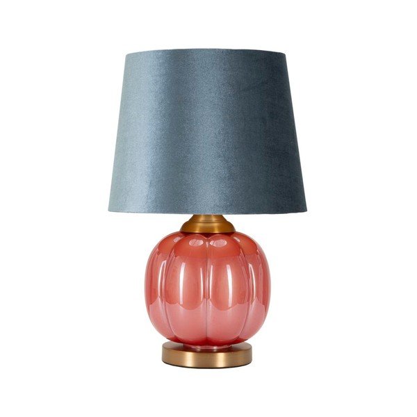 Červená/modrá sklenená stolová lampa s textilným tienidlom (výška  50 cm) Helene – Mauro Ferretti