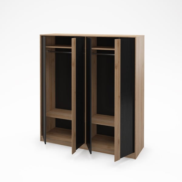 Šatníková skriňa v dekore duba v čierno-prírodnej farbe 180x197,5x53 cm Dennis – Marckeric-image-3