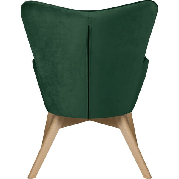 Tmavozelené zamatové kreslo s podnožkou Niko – Ropez-image-4