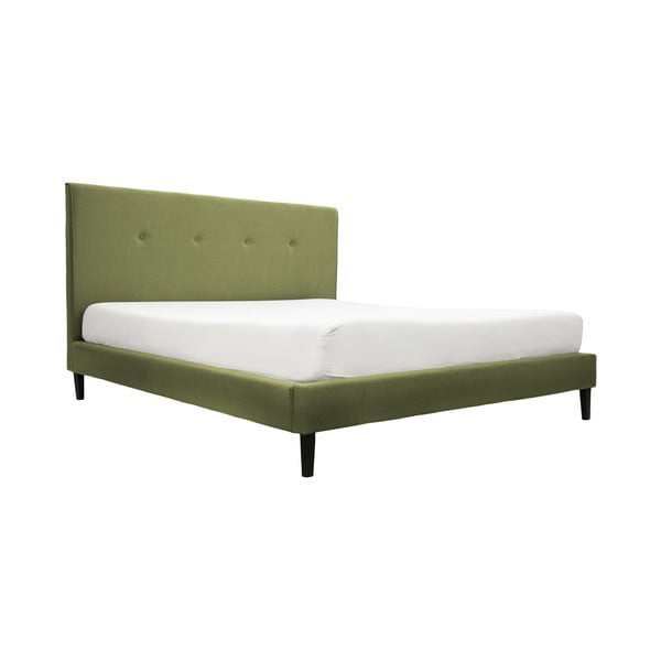Zelená posteľ s čiernymi nohami Vivonita Kent, 160 × 200 cm