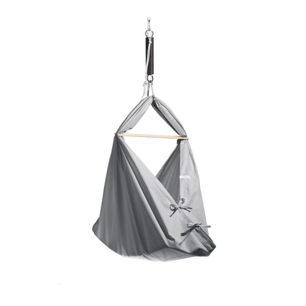 Malá sivá kolíska z bavlny so zavesením do stropu Hojdavak Baby (0 až 9 mesiacov)