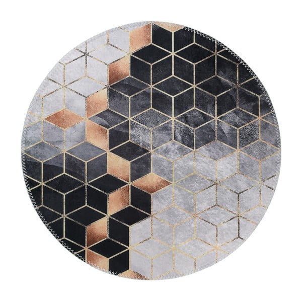 Čierno-biely umývateľný okrúhly koberec ø 80 cm – Vitaus