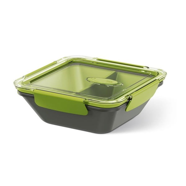 Krabička na potraviny Rectangular Black/Green, 0,9 l