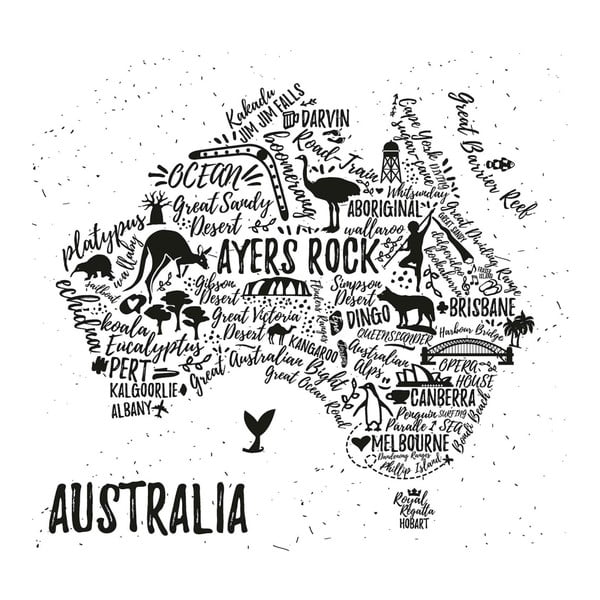 Obraz Homemania Maps Australia Pictures, 60 × 60 cm