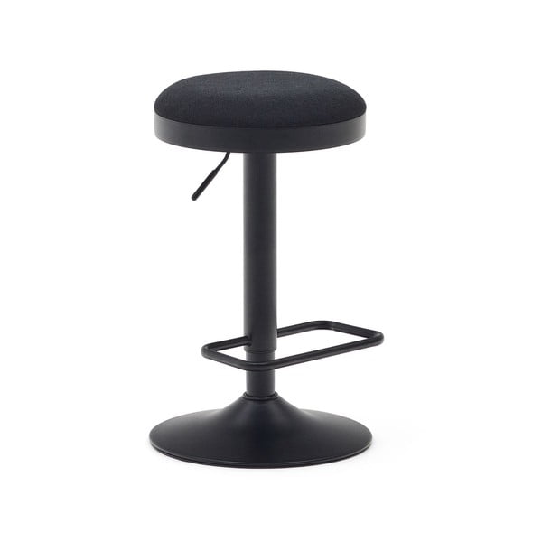 Čierne čalúnené barové stoličky v súprave s nastaviteľnou výškou 2 ks (výška sedadla 53,5 cm) Zaib – Kave Home-image-4