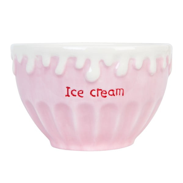 Ružová keramická miska na zmrzlinu Clayre & Eef, Ø 15 cm