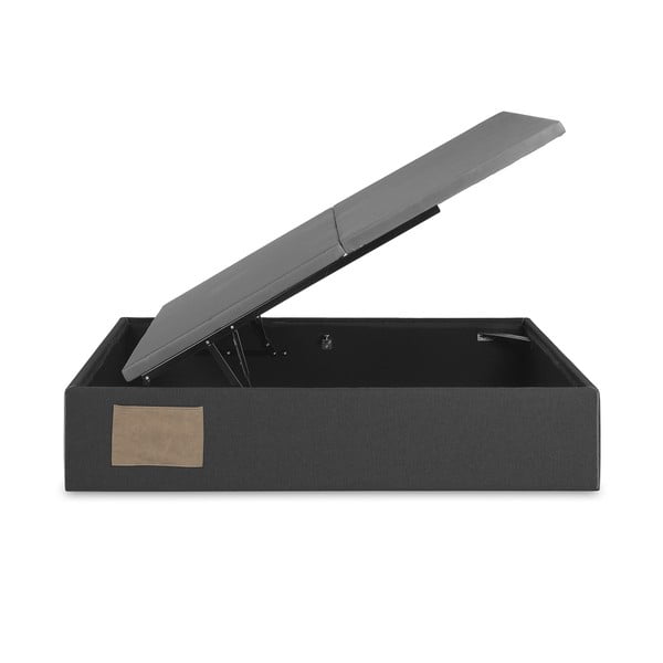 Čierna čalúnená dvojlôžková posteľ s úložným priestorom/bez čela 140x190 cm Matters – Kave Home-image-3