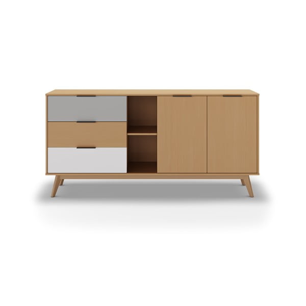 Nízka komoda z borovicového dreva v prírodnej farbe 165x81 cm Elfa - Marckeric-image-4