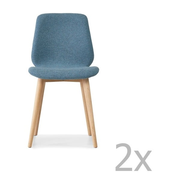 Sada 2 modrých jedálenských stoličiek s nohami z masívneho dubového dreva WOOD AND VISION Cut