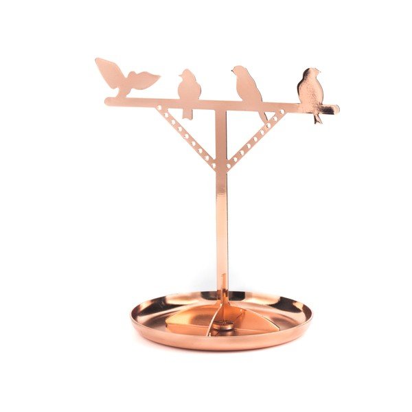 Stojan na šperky v medenej farbe Kikkerland Bird, výška 20 cm