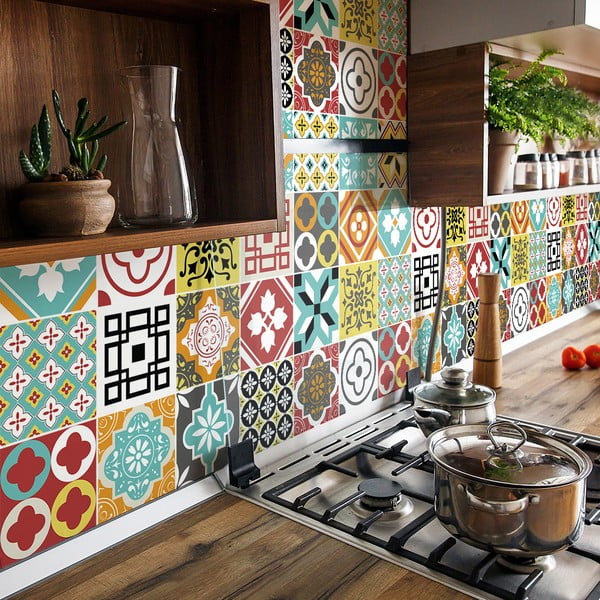 Súprava 24 samolepiek na stenu Ambiance Montecito, 15 x 15 cm-image-1