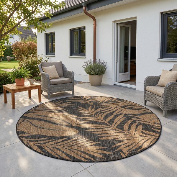 Čierny/hnedý okrúhly vnútorný a vonkajší koberec ø 160 cm Mira 1451 – Ayyildiz Carpets-image-1