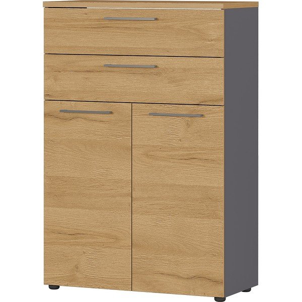 Antracitovosivá prírodná vysoká komoda v dekore duba 80x120 cm Agenda - Germania-image-1