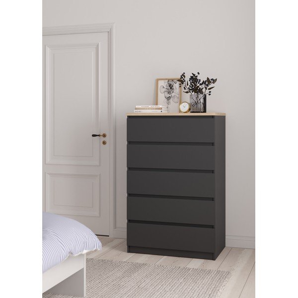Tmavosivá komoda 77x121x50 cm Naia – Tvilum-image-1