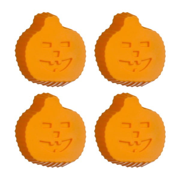 Sada 4 oranžových silikónových foriem na cupcaky Premier Housewares Pumpkin