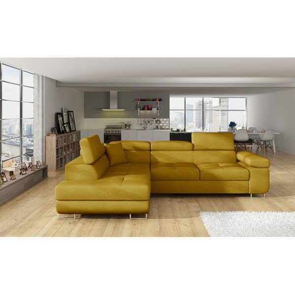 Žltá rozkladacia/s úložným priestorom rohová pohovka (ľavý roh/do L) Anton – ELTAP-image-1