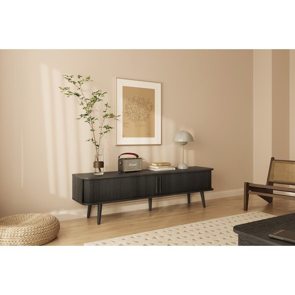 Čierny TV stolík v dekore duba 178x50x40 cm Rove – Woodman-image-1