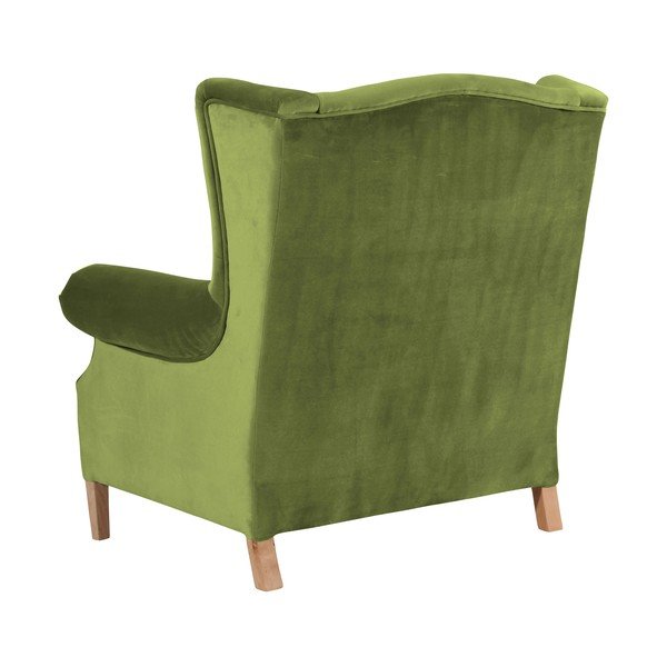 Olivovozelené zamatové kreslo ušiak Max Winzer Harvey Velvet-image-3