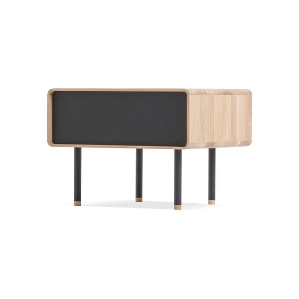 Nočný stolík z dubového dreva s čiernou zásuvkou Gazzda Fina-image-2