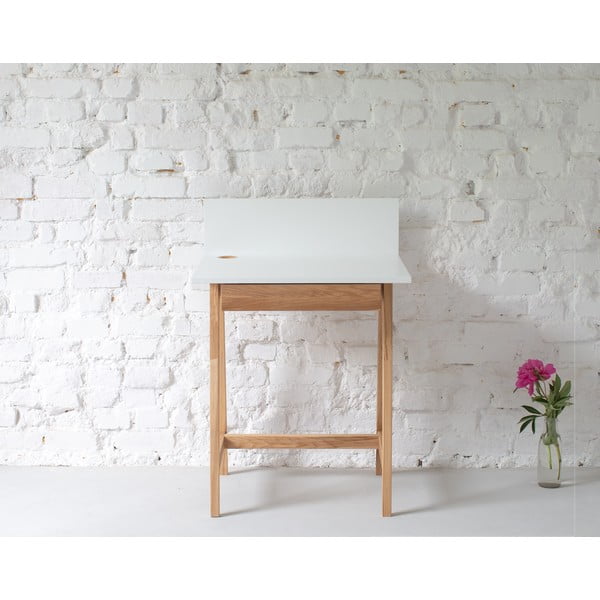 Biely písací stôl s podnožím z jaseňového dreva Ragaba Luka, dĺžka 65 cm-image-1