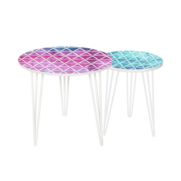 Sada 2 odkladacích stolíkov Pink And Blue, 35 cm + 49 cm
