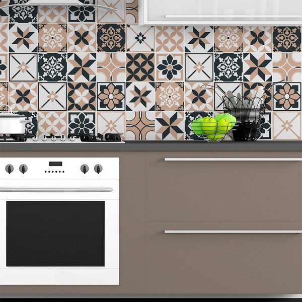 Sada 24 samolepiek na stenu Ambiance Azulejos Aldonio, 15 × 15 cm-image-3