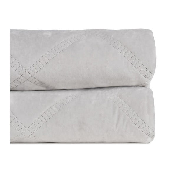 Krémový zamatový prešívaný pléd 230x260 cm – Ixia