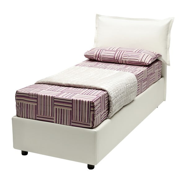 Béžová jednolôžková posteľ s úložným priestorom, matracom a poťahom z koženky 13Casa Rose, 80 x 190 cm