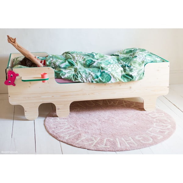 Svetloružový prateľný ručne tkaný bavlnený detský koberec ø150 cm ABC Vintage Nude – Lorena Canals-image-4