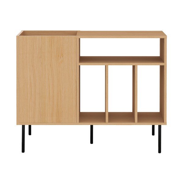 Čierna nízka komoda na gramofónové dosky v dekore duba 100x80 cm Viny - TemaHome-image-3