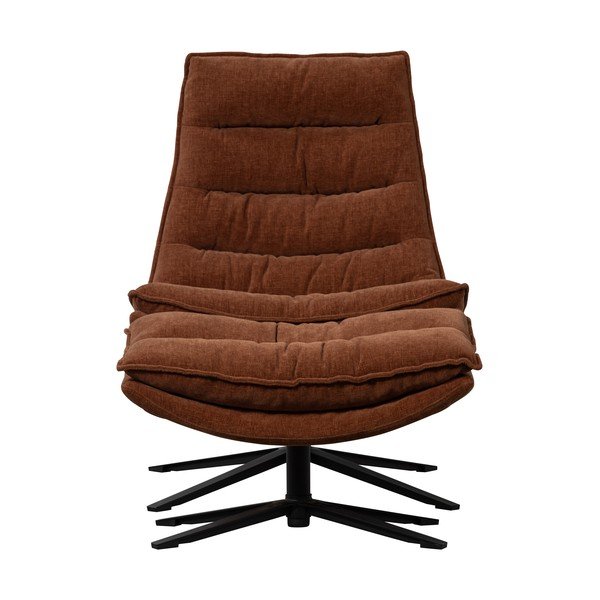 Hnedé otočné ženilkové kreslo s podnožkou Kube – WOOOD-image-3