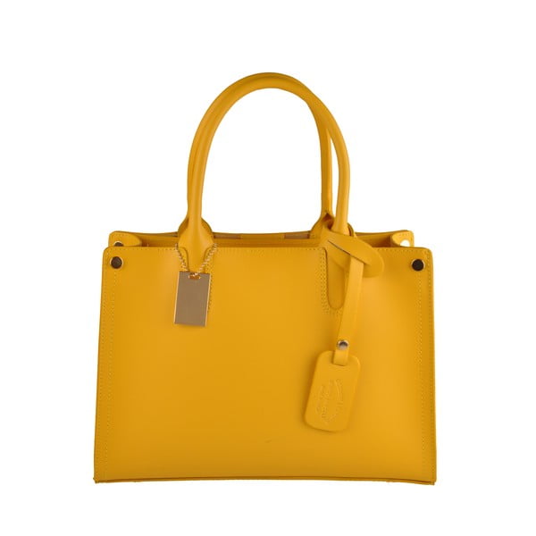Žltá kožená kabelka Florence Bags Manor