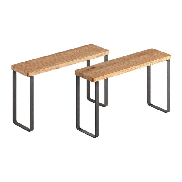 Drevené prídavné poličky v matnej čierno-prírodnej farbe v súprave 2 ks 27x8 cm York – Metaltex