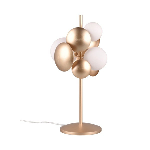 Stolová lampa so skleneným tienidlom v zlato-bielej farbe (výška 50 cm) Bubble – Trio Select