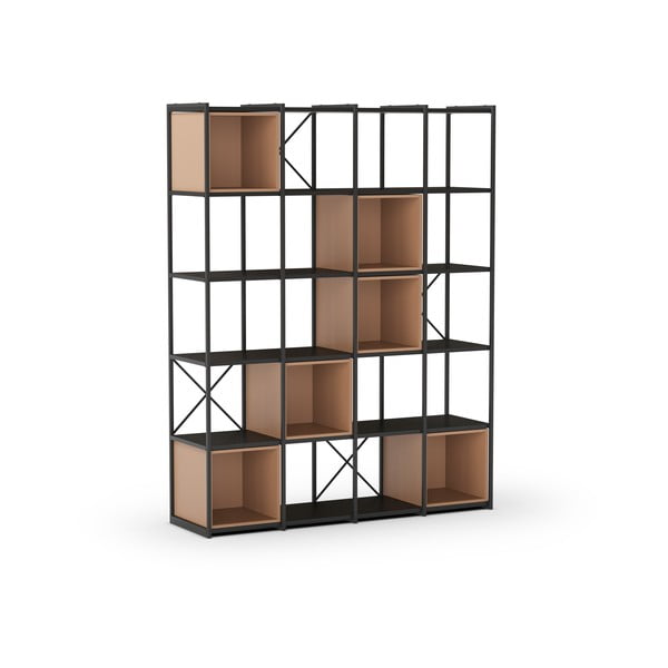 Knižnica v čierno-tehlovej farbe 140x179 cm Anya – Marckeric-image-2