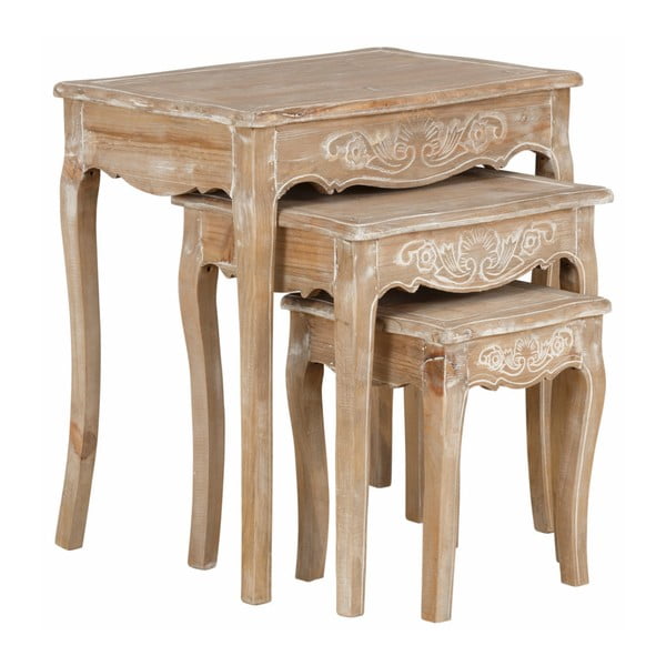 Sada 3 stolíkov z borovicového dreva Støraa Dior