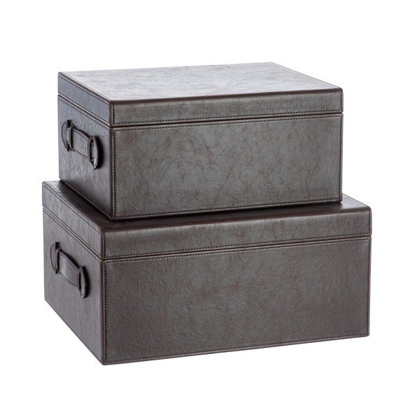 Sada 2 koženkových boxov Leather