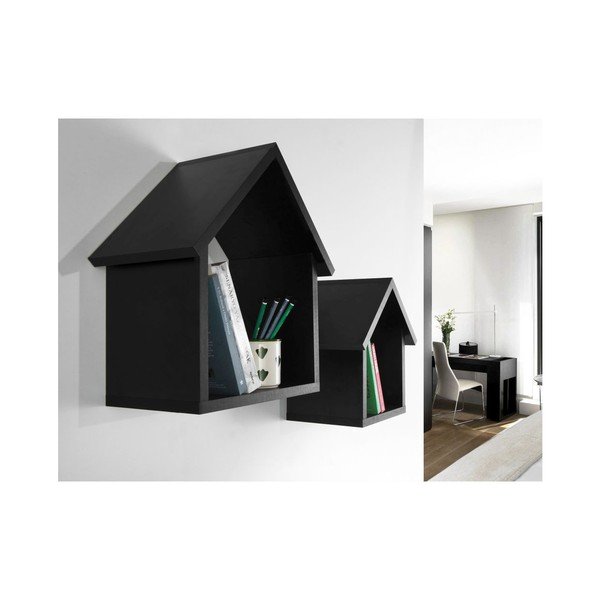 Sada 2 čiernych nástenných políc Maison-image-1