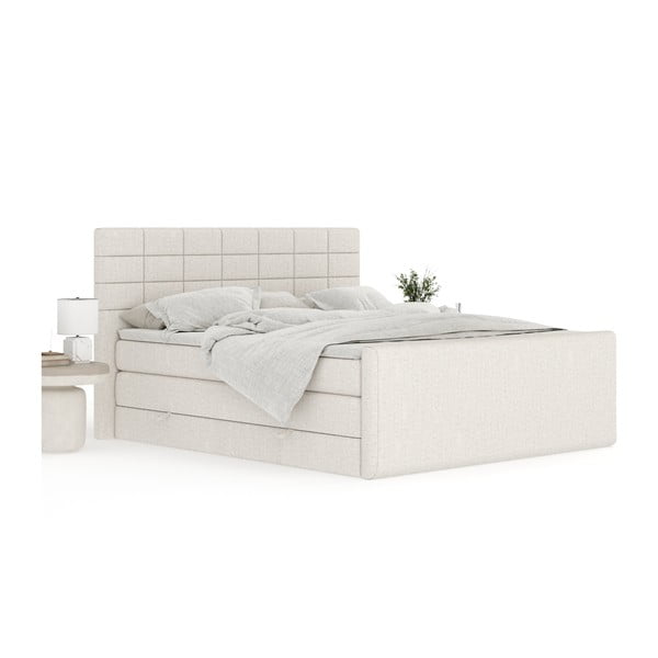 Béžová boxspring posteľ s úložným priestorom 180x200 cm Ava – Maison de Rêve-image-3