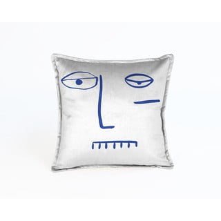 Modro-sivý zamatový vankúš Velvet Atelier Lele, 45 x 45 cm