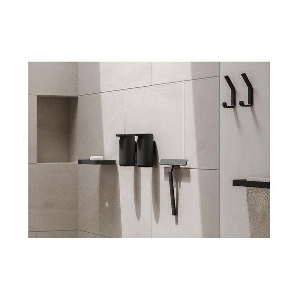 Čierna kúpeľňová stierka so stojanom Zone Rim, šírka 30 cm-image-1