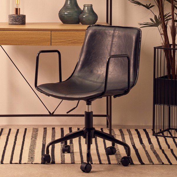 Čierna kancelárska stolička z imitácie kože Branson – Premier Housewares-image-1