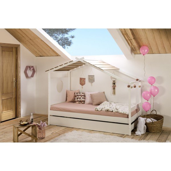 Biela detská posteľ s výsuvnou zásuvkou Marckeric Nayah, 90 x 190 cm-image-3